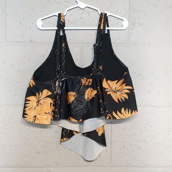 Women's Flowy Tankini Adjustable Double Strap Swim Top Size Large Floral - Picture 3 of 5